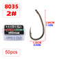 50pcs Barbed Fish Hooks Stainless Steel Fishing Hooks with Eye 8035