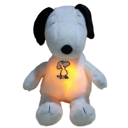 Snoopy Dog Baby Sleep Aid Plush Toy Music Light Soothing Breathing Doll