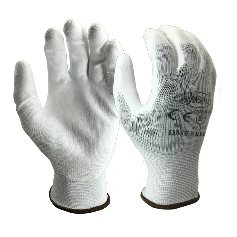 24 Pairs Work Gloves Safety Grip Coated Builders Gardening Nitrile Nylon