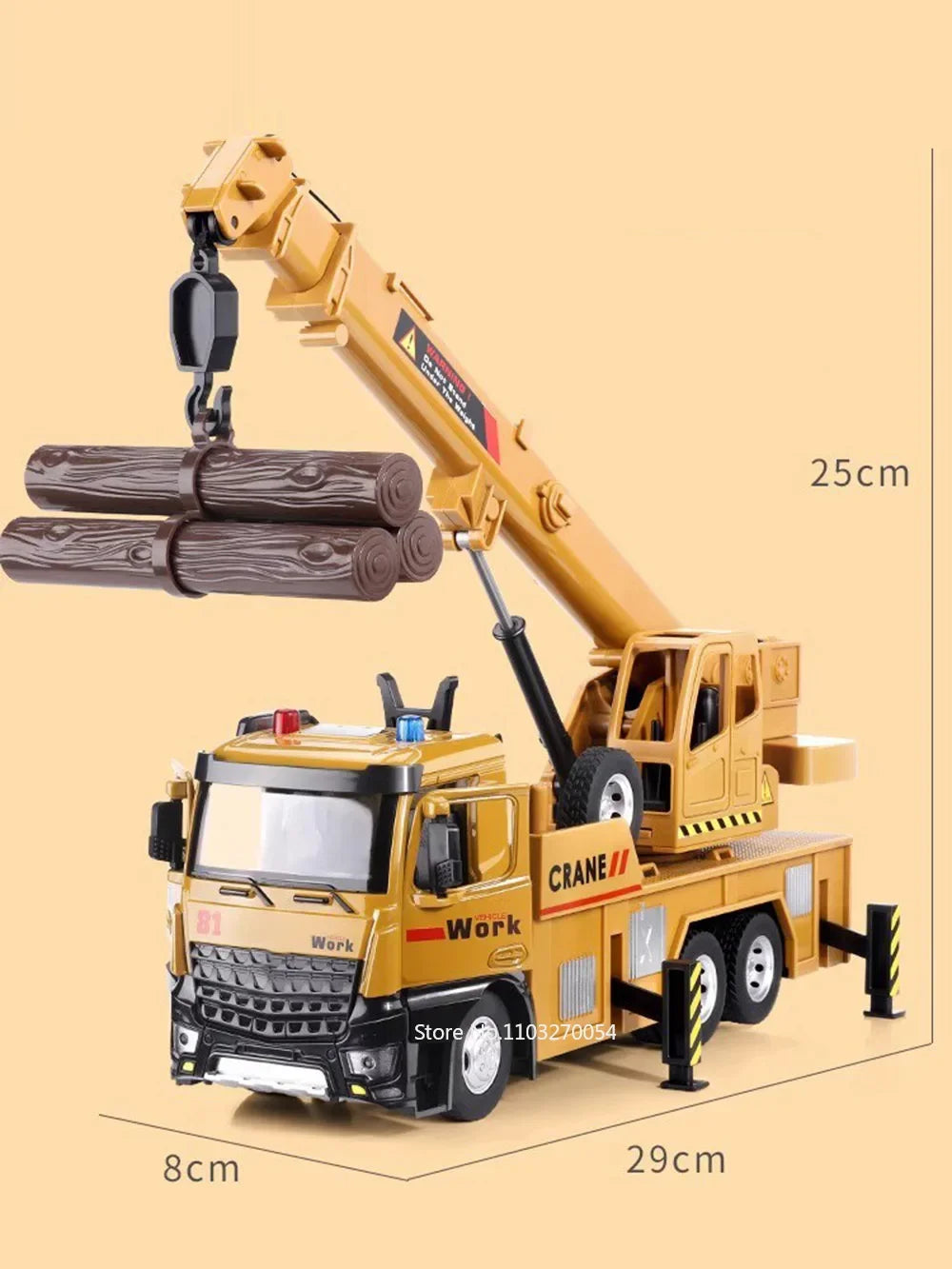 1/18 Crane Work Truck Model Toys Car Diecast Alloy Engineering Vehicle Doors Opened Sound Light Rubber Tire Toy Birthday for Kid-EXPROTAS