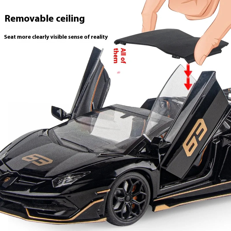 1:18 Scale SVJ63 Alloy Car Toy Model with Sound & Light Effects - Realistic Detail for Kids' Playtime & Collectors' Delight-EXPROTAS