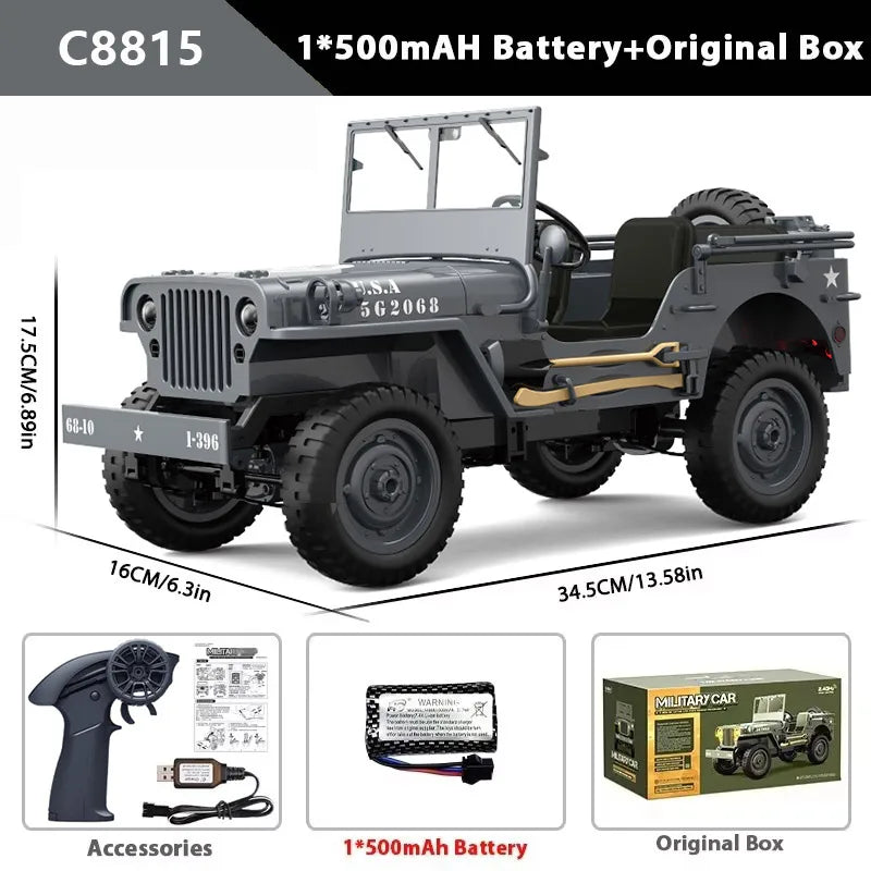 C8815 1/10 RC Willys Jeep 1941 4WD Crawler Military Truck Off-Road RTR Car