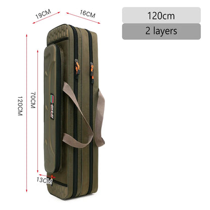 Fishing Rod Bag 2/3/4 Layer 80-130cm 1680D Oxford Reel Tackle Storage Case