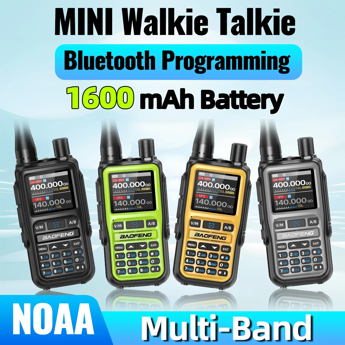 Baofeng Walkie Talkie Mini 2 Way Radio Bluetooth 5W Dual Band 1600mAh