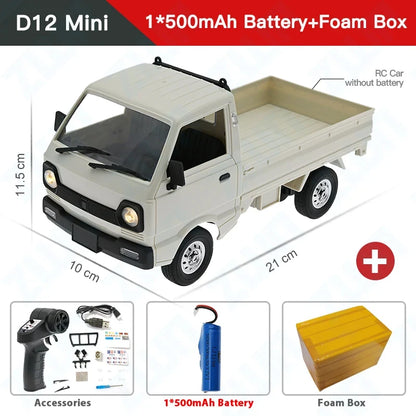 ZWN 1:12 1:16 Retro RC Car 4WD Pickup Truck LED Light Remote Control Model Toy