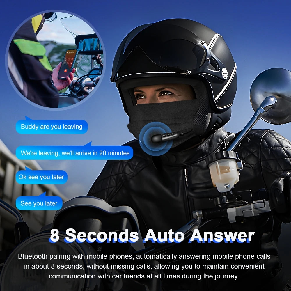 EJEAS E1+ Motorcycle Helmet Bluetooth Headset Music Speaker Remote Option