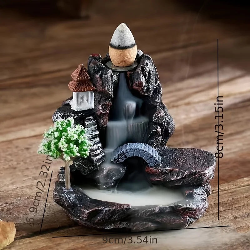 Incense Holder Backflow Waterfall Burner Ceramic Home Decor with Cones