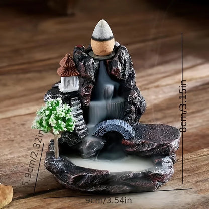 Incense Holder Backflow Waterfall Burner Ceramic Home Decor with Cones