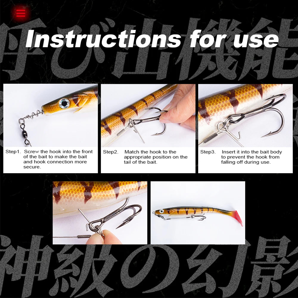 Single Double Hook 9cm 12cm Fishing Rig for Big Shad Tackle