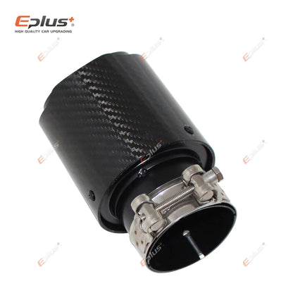Carbon Muffler Tip | Glossy Black Exhaust Pipe Nozzle for Car Stainless Steel