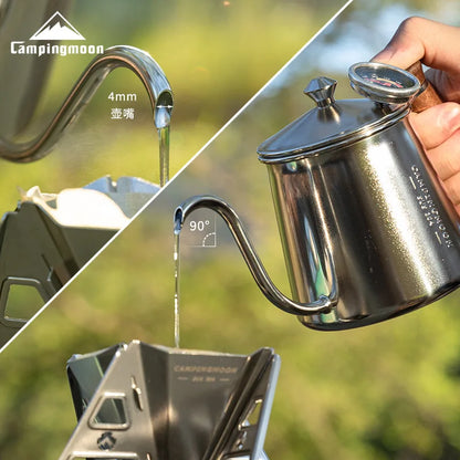 CAMPINGMOON Coffee Hand Pot 304 Stainless Steel Gooseneck Outdoor Kettle Pot
