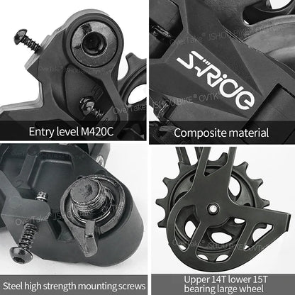 S-RIDE M420C Rear Derailleur 8-11 Speed MTB Single Crankset Guide Wheel