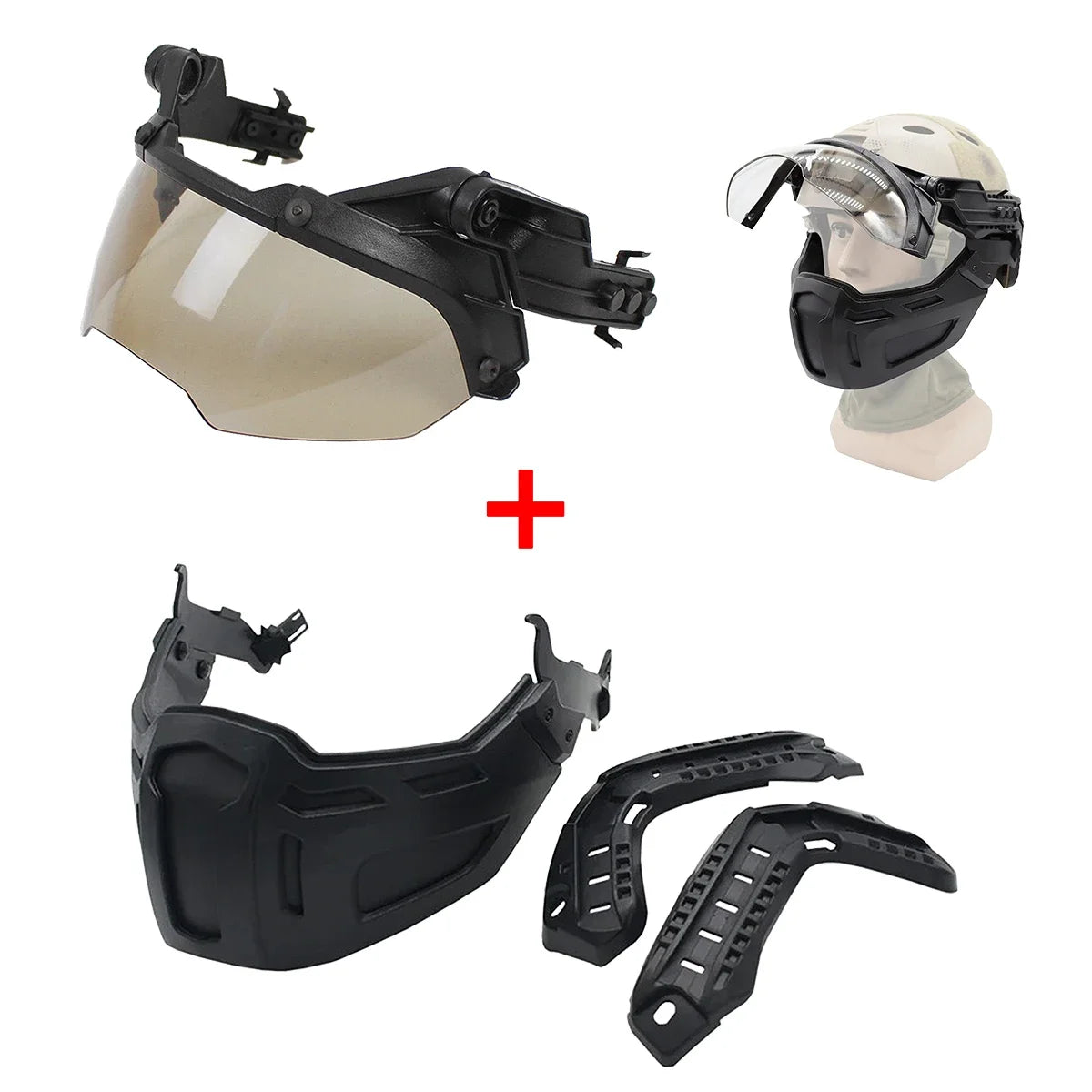 Tactical FAST Helmet w/ Flip Goggles & Half Face Mask Airsoft Paintball