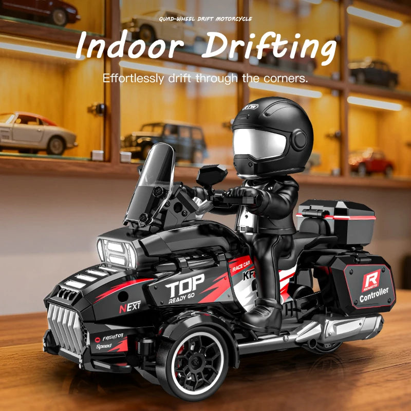 LED Lights RC Motorcycle 3.7V Remote Control Car for Kids 30M Range