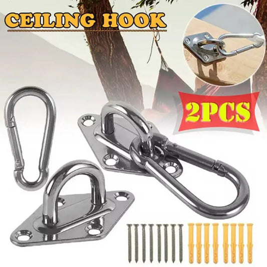 2 Set Heavy-Duty Ceiling Wall Mount Hooks Swing Chair Eye Plate Brackets