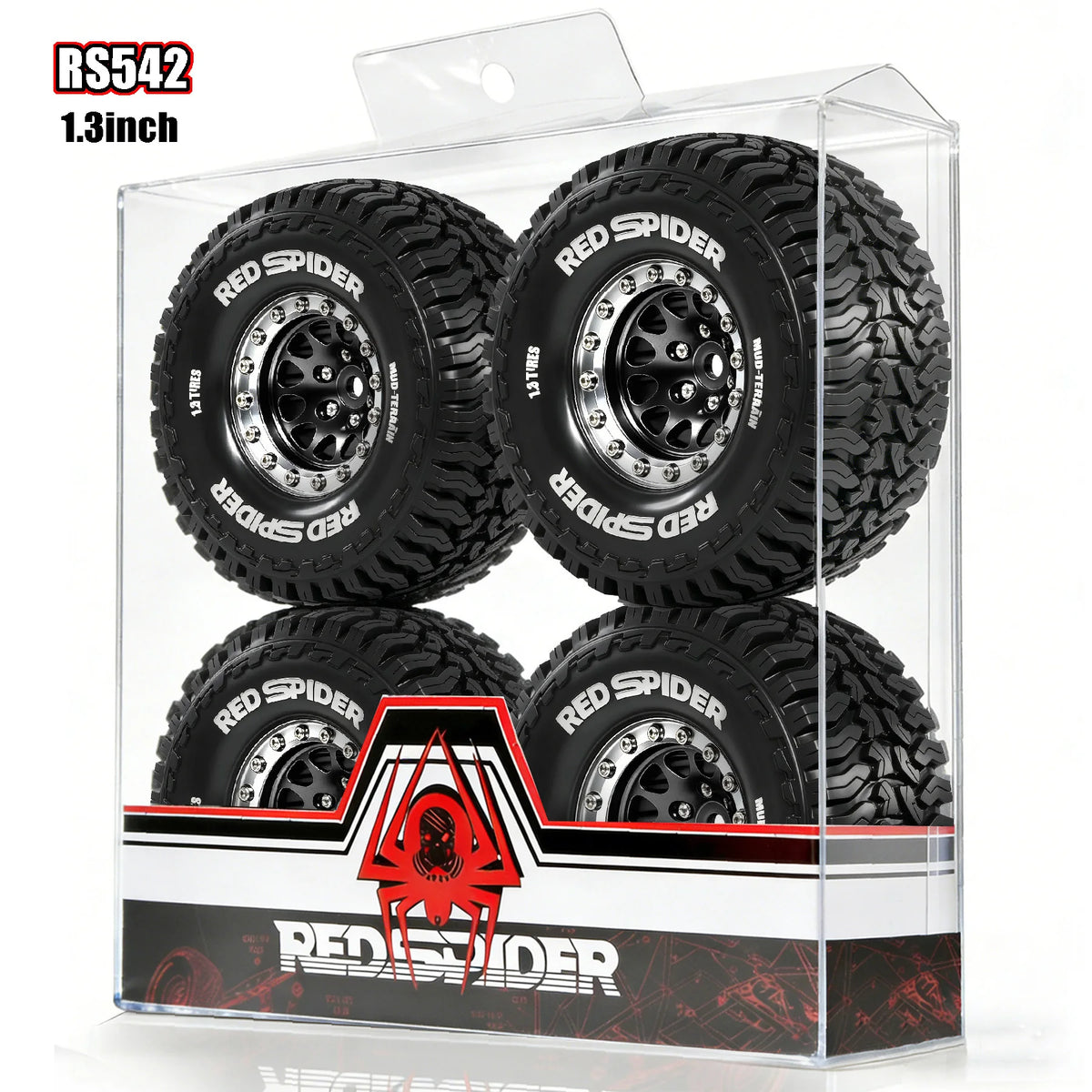 4Pcs Beadlock Wheels 1.3" Tires for RC Crawler 1/18 TRX4M SCX24 AX24