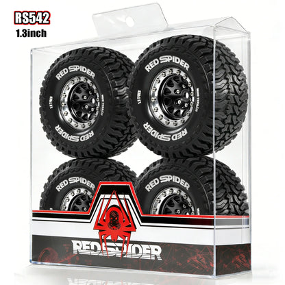 4Pcs Beadlock Wheels 1.3" Tires for RC Crawler 1/18 TRX4M SCX24 AX24