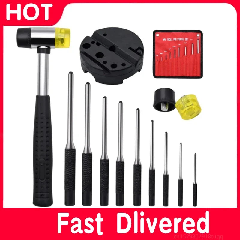 Roll Pin Punch Tool Set Storage Smithing Small Punch Long Tools Removing Repair Bench Block Roll Pin Punch Set Hammer Metric