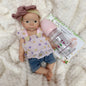 AnjoDoll 10 Inch Full Body Silicone Reborn Girl Doll Painted Washable Soft