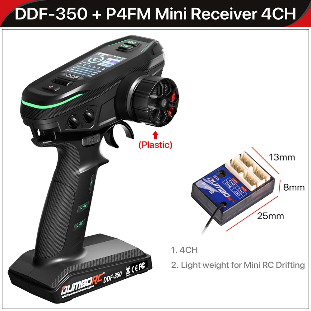 DUMBORC 10CH Controller 2.4G Transmitter Receiver for RC Car Boat Tank FHSS