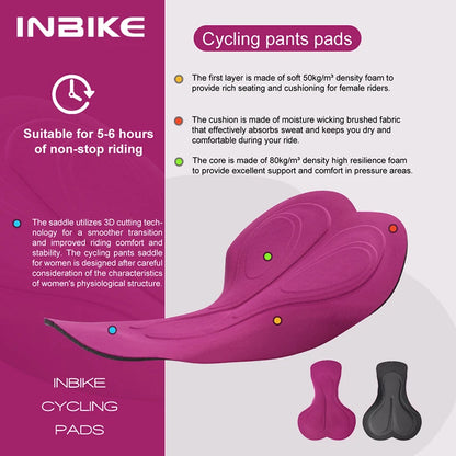 INBIKE Womens Padded Cycling Shorts MTB Road Bike Riding Shorts with Pockets