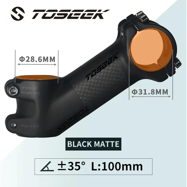 TOSEEK Carbon MTB Handlebar Stem 31.8mm 10/17/25/35 Degree Bike Stem
