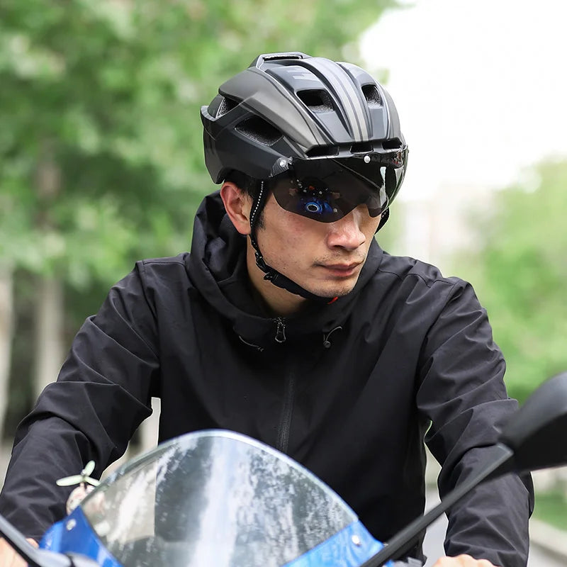 WEST BIKING Men Women Cycling Helmet With Taillight Goggles Sun Visor Bicycle Helmet MTB Road Bike Safe Cap Motorcycle Helmet-EXPROTAS