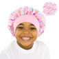 Curly Hair Adjustable Kids Satin Bonnet Sleep Cap Cartoon Hat for Baby