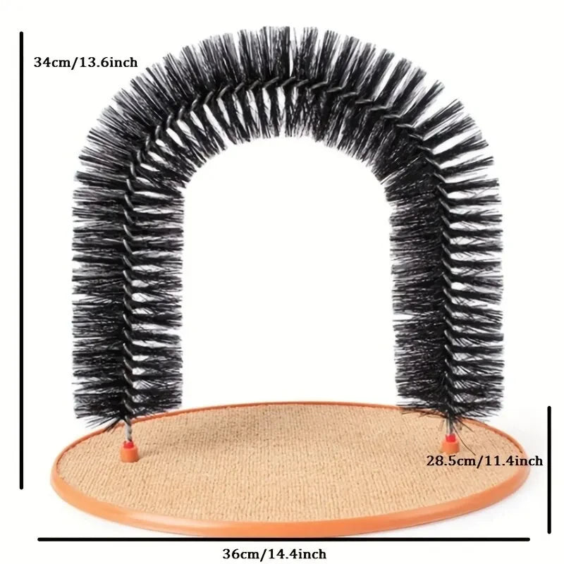 Cat Toy Arch Self Groomer with Massage Brush Scratching Pad Interactive Pet Toy