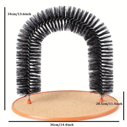 Cat Toy Arch Self Groomer with Massage Brush Scratching Pad Interactive Pet Toy