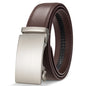 Automatic Buckle Belt Leather Ratchet Adjustable Men Black Brown Strap