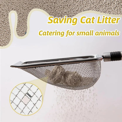 Stainless Steel Cat Litter Scoop Ergonomic Easy Clean Long Handle Pet Tool