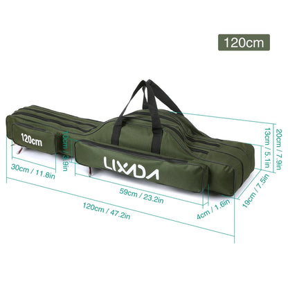 Lixada 3-Layer Fishing Rod Bag 90/120/150cm Folding Pole Reel Tackle Case