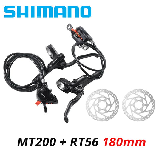 Shimano MT200 Hydraulic Disc Brake Set with Levers and 180mm Rotors