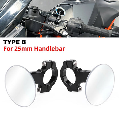 Universal Convex Rearview Mirror Rimless 360° Wide Vision Handlebar Mount