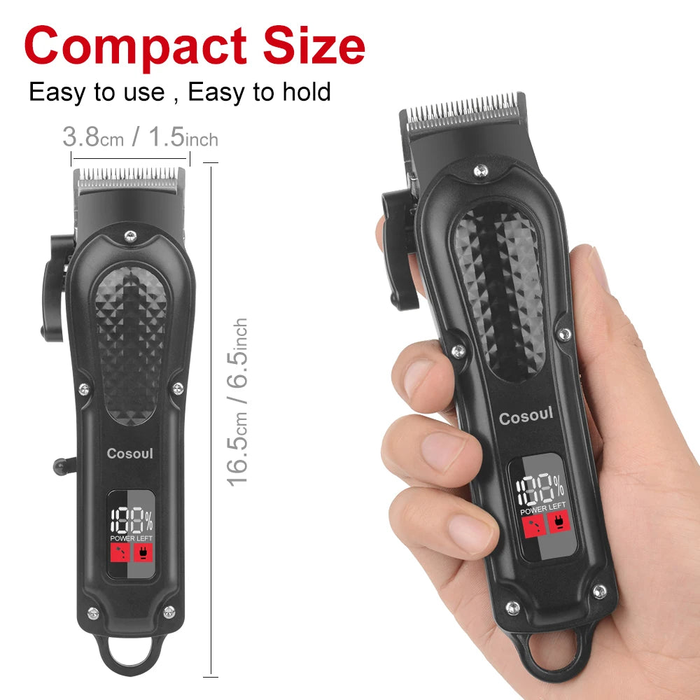 Big Capacity Battery Electric Hair Trimmer Cordless Beard Clippers Men LED