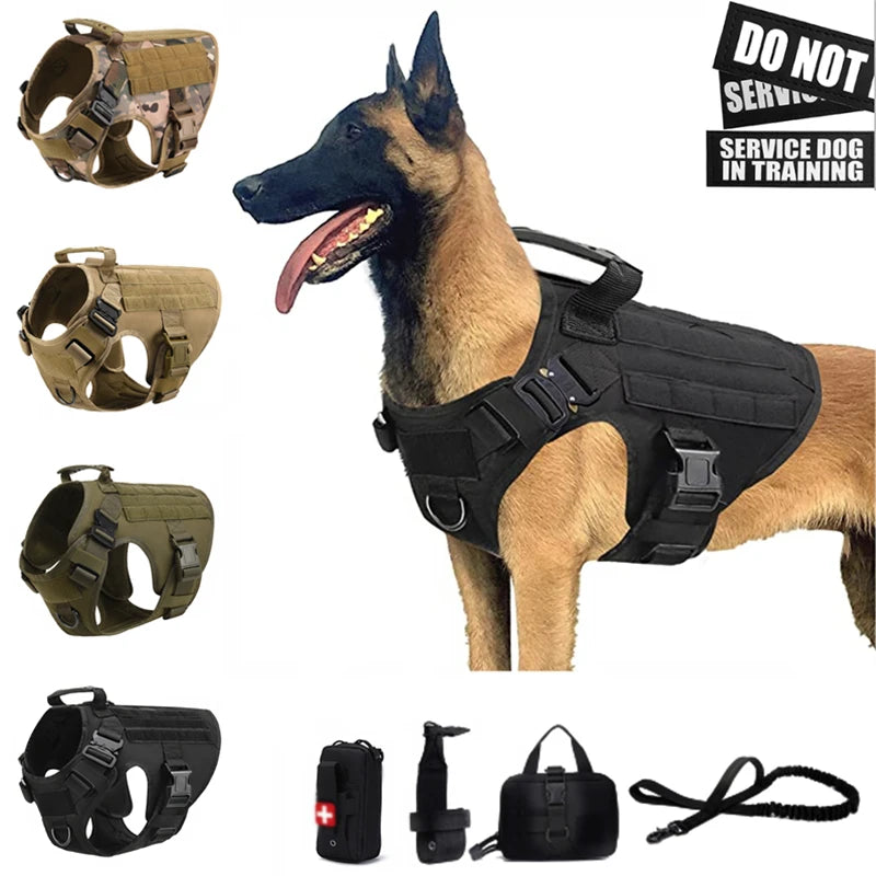 Tactical Military Vest Dog Harness & Leash Set for German Shepherds All Breeds