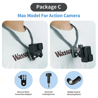 TELESIN Silicone Neck Hold Mount for GoPro Hero 12 11 10 9 8 7 6 Insta360 DJI Osmo Action Smartphone Magnetic Action Accessories-EXPROTAS