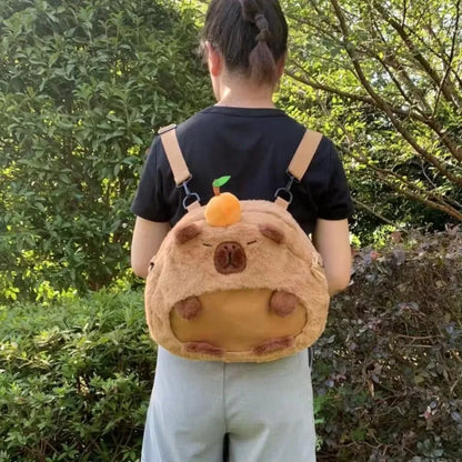 Kawaii Capybara Plush Shoulder Bag Mini Backpack Doll Kids Gift