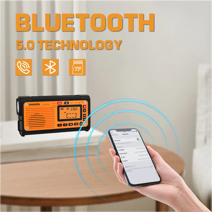 XHDATA D-608WB Emergency Radio | Crank, NOAA, Bluetooth, Speaker, Flashlight