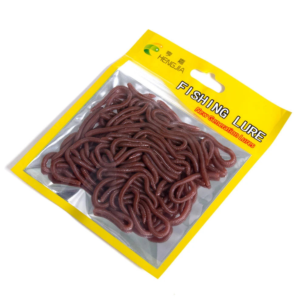 50Pcs Fishing Lures Soft Baits Artificial Worms 8cm Trout Tackle