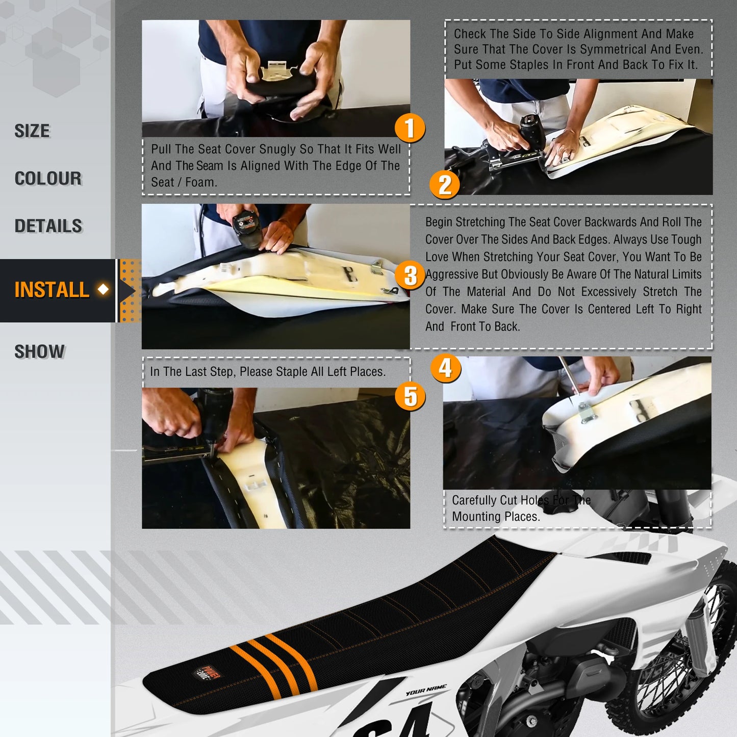 Universal Waterproof Anti-Slip Gripper Seat Cover by Powerzone for SXF EXC KXF