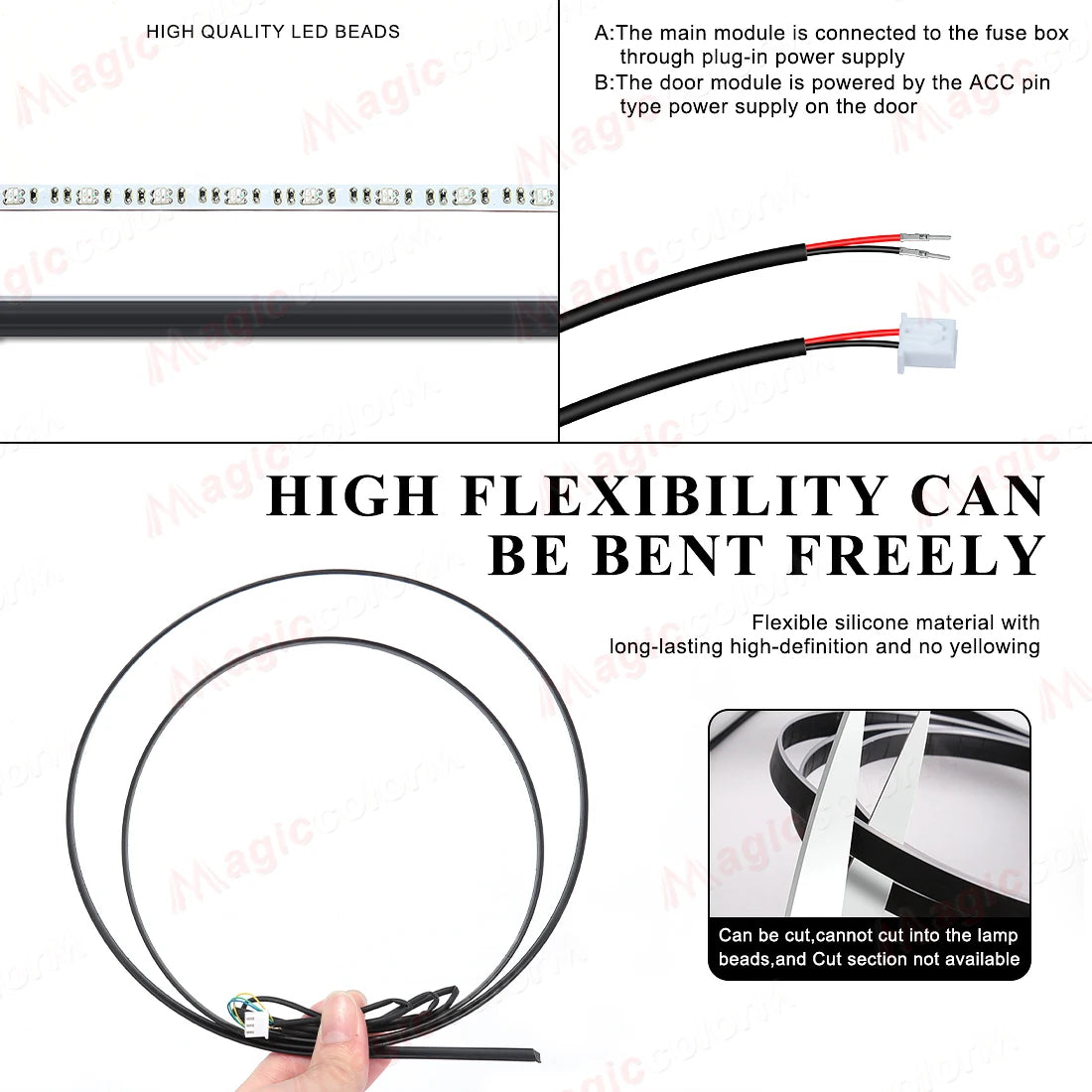 18 in 1 Car Ambient Light RGB LED Acrylic Strip Interior Symphony Bulbs