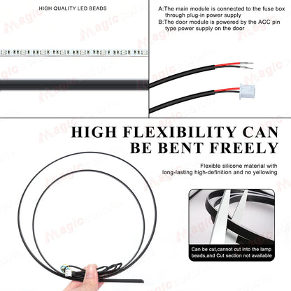 18 in 1 Car Ambient Light RGB LED Acrylic Strip Interior Symphony Bulbs