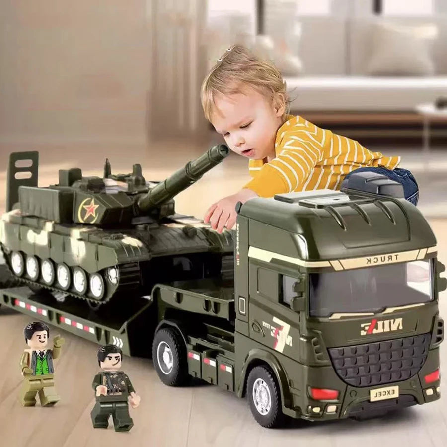1pcs Scale-carrier Container Engineering Vehicle Excavator Transport Truck Model