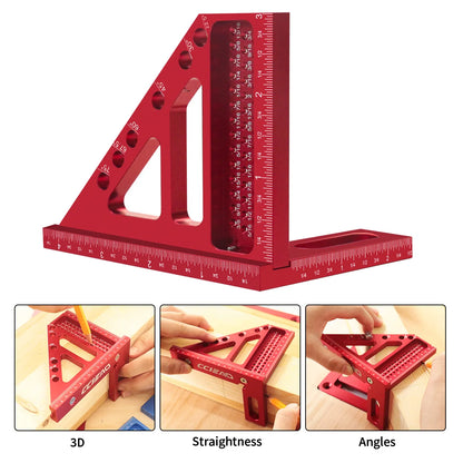 Imperial 3D Multi-Angle Ruler, 45/90° Aluminum Alloy Woodworking Square Protractor