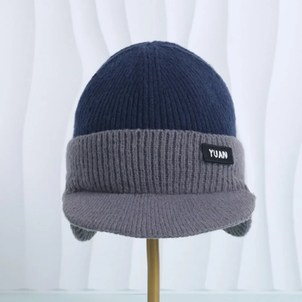 Men's Winter Ear Protection Beanie Hat Fleece Lined Warm Cap for Skiing