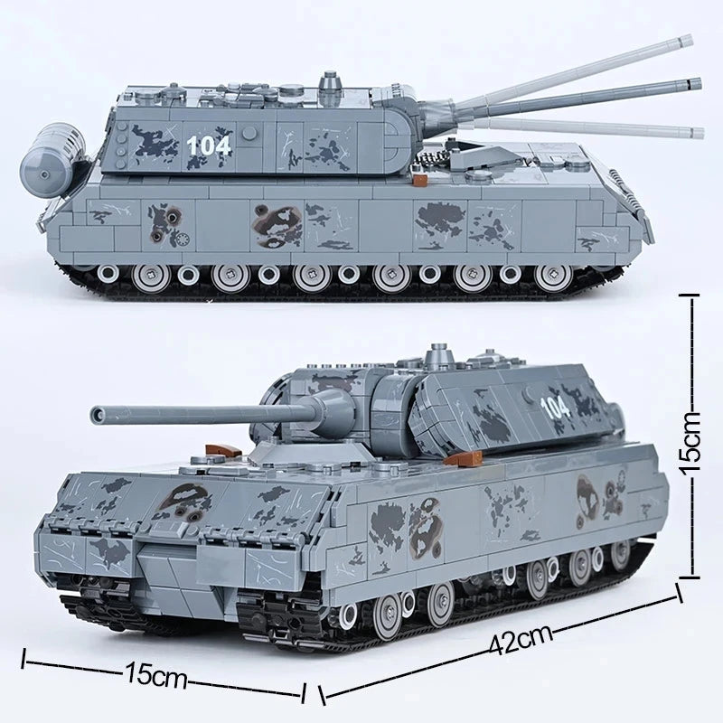WW2 German Panzer Maus Heavy Tank Building Blocks Military Brick Toy Set