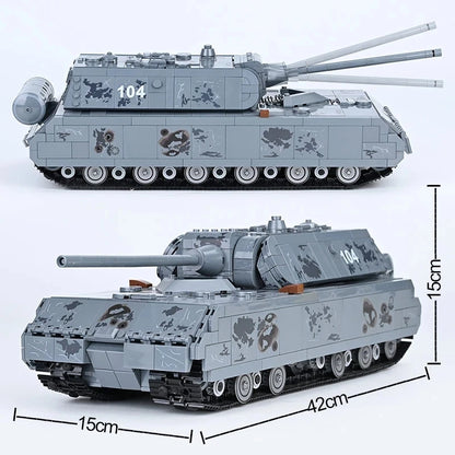 WW2 German Panzer Maus Heavy Tank Building Blocks Military Brick Toy Set