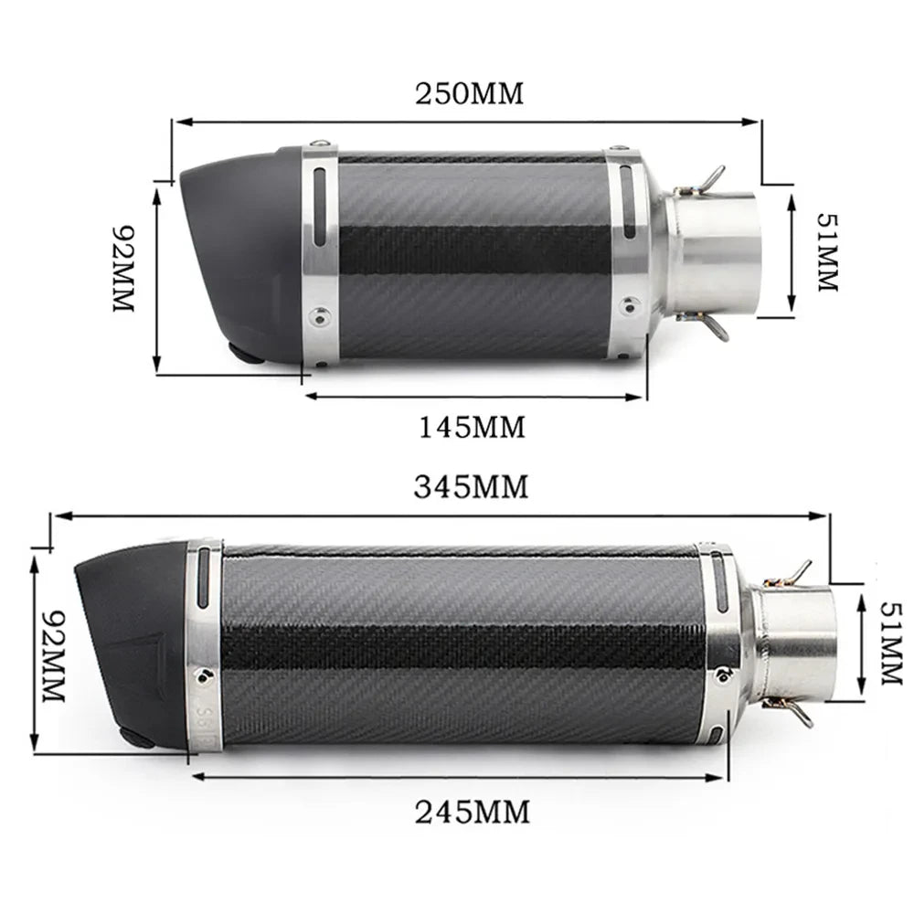 Carbon Fiber 51MM Motorcycle Exhaust Muffler Pipe Escape Moto LeoVince for kawasaki er6n sv650 Z800 R1 cb650f cb1000r cbr250r-EXPROTAS